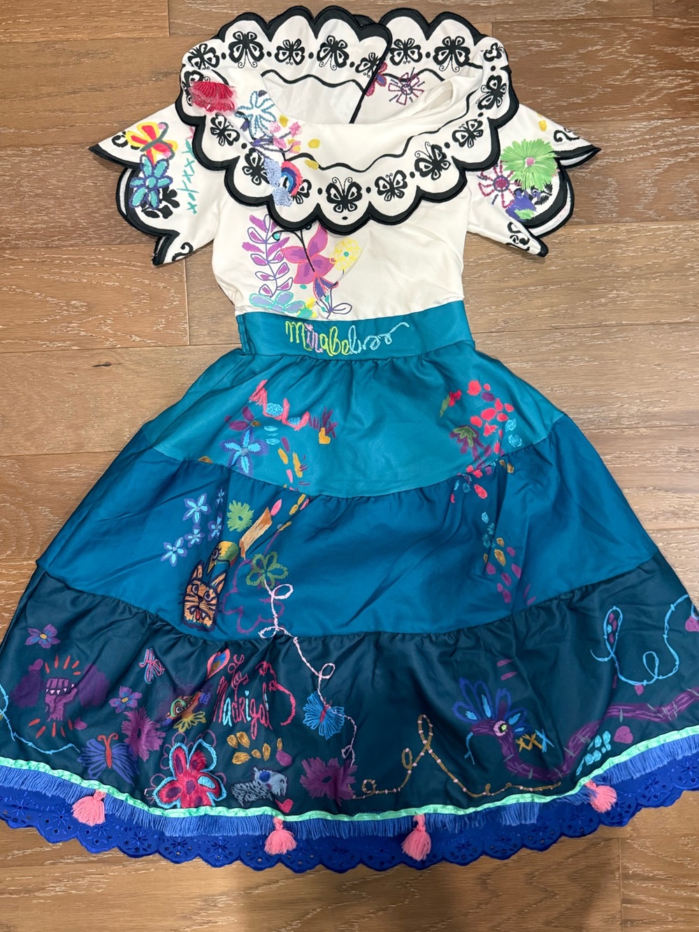 Disney Teal, Dark Blue & White Mirabel-Inspired Embroidered Dress